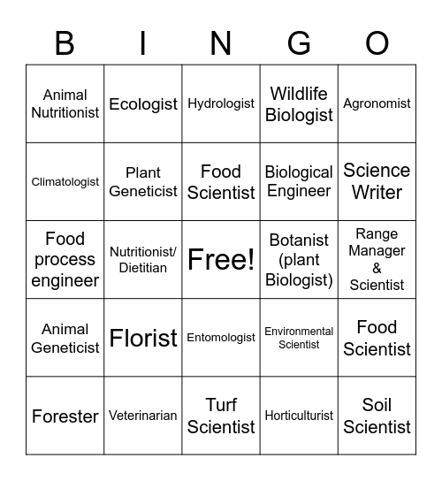 Agriculture Bingo Card