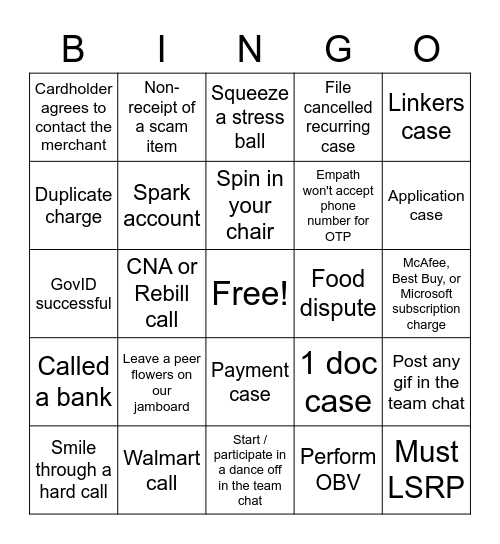 5/11-5/13 Bingo Card