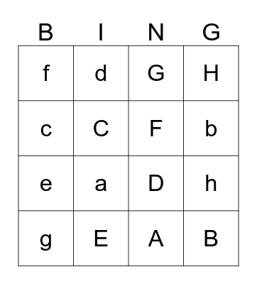 Alphabet Bingo Card