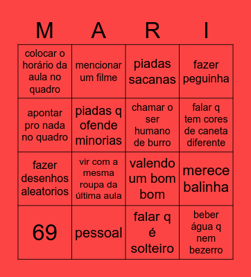 BINGO DO MARIO Bingo Card