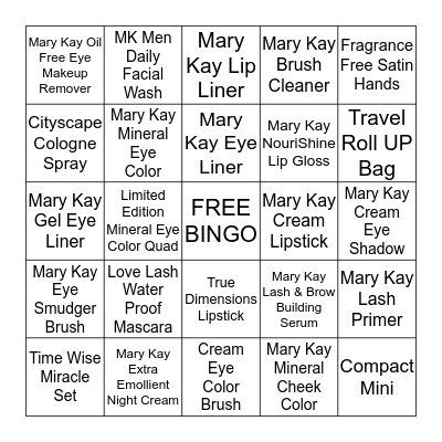 Mary Kay Bingo Card