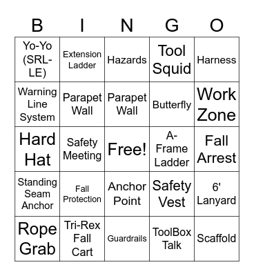 Cram Roofing Bingo Card