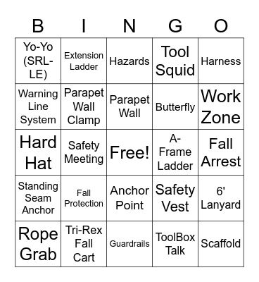 Cram Roofing Bingo Card