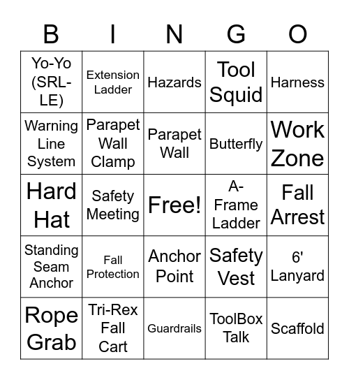 Cram Roofing Bingo Card