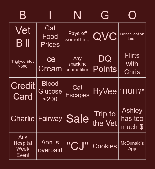 Goals Bingo Card