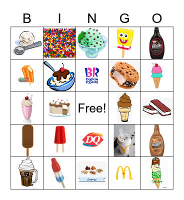 Ice Cream Bingo Card