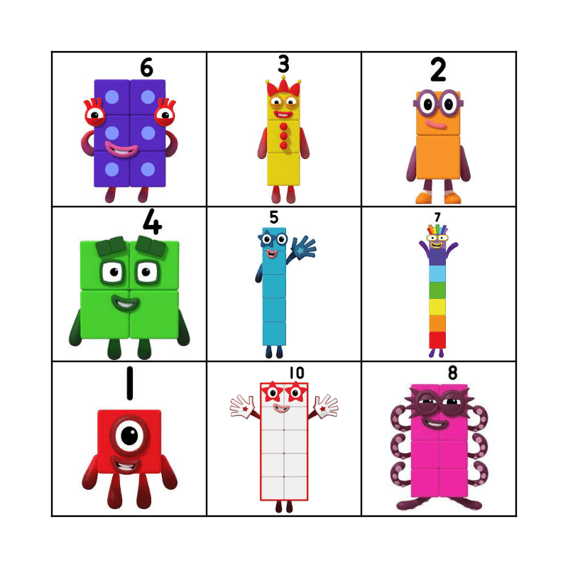 Numberblock Bingo Card