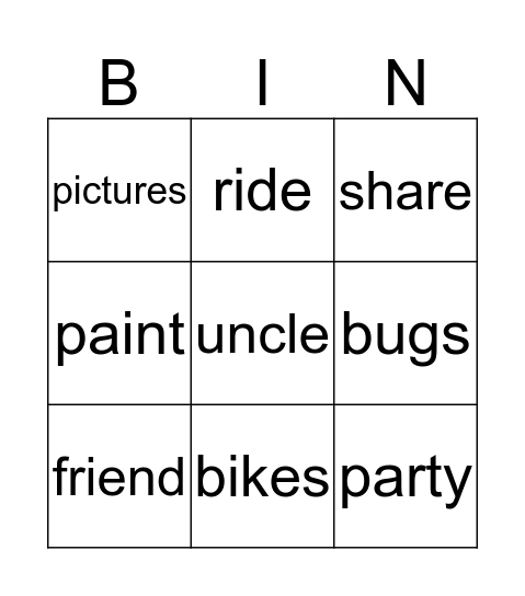 Best of Friends Bingo Card