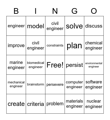 Engineers! Bingo Card