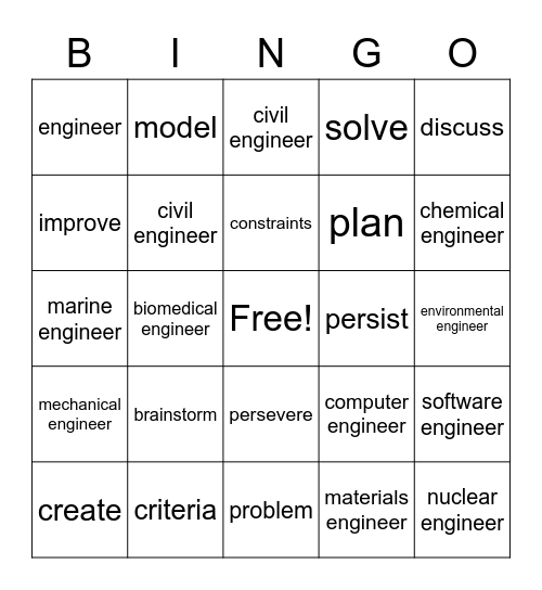 Engineers! Bingo Card