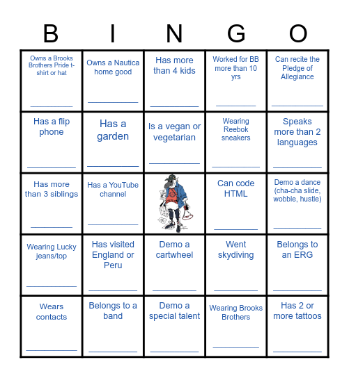 Brooks Brothers Field Day Bingo Card