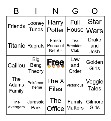 Theme Song Singo Bingo Card