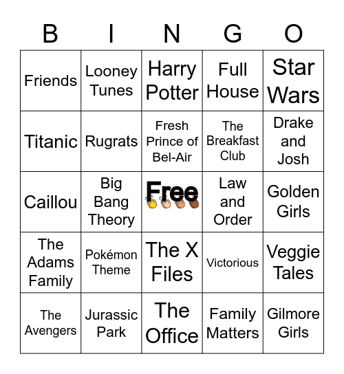 Theme Song Singo Bingo Card