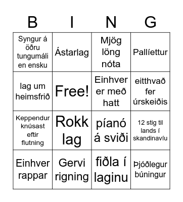 Eurovision 2023! Bingo Card