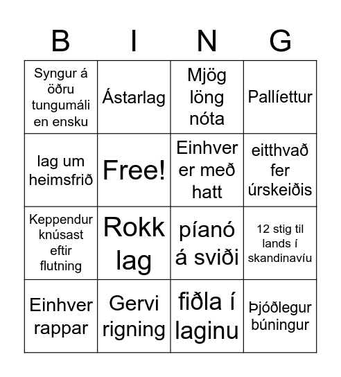 Eurovision 2023! Bingo Card