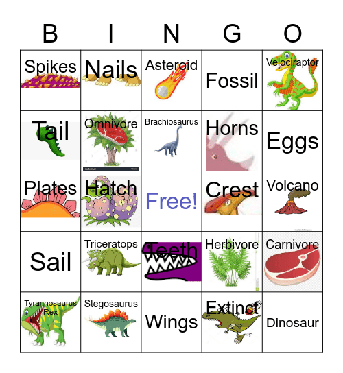 Dinosaur Bingo Card