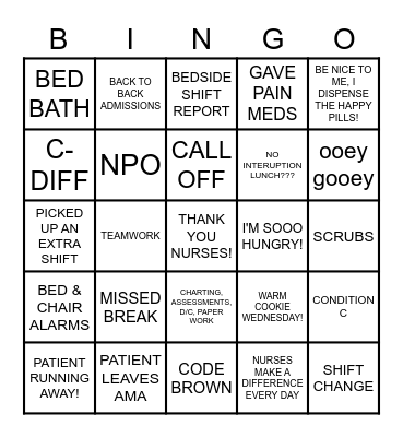 NURSE'S WEEK Bingo Card