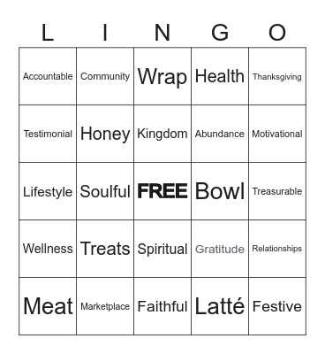Lovely Honey Latte Lingo Bingo Card