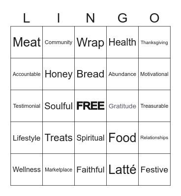 Lovely Honey Latte Lingo Bingo Card