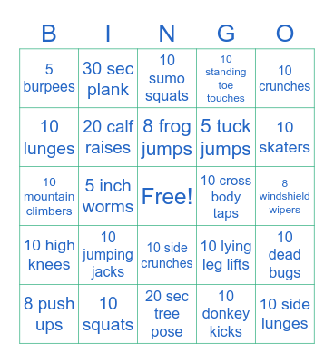 Food, Fit, and FUN! Bingo Card