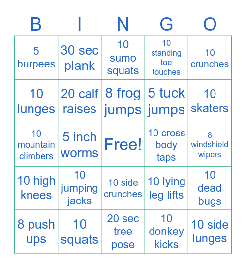 Food, Fit, and FUN! Bingo Card