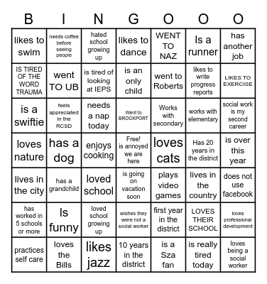 RCSD Social Worker people Bingo Card