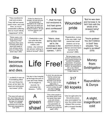 Crime & Punishment Bingo Card