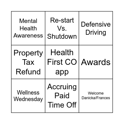 Lobby Monthly Tic-Tac-Toe Bingo Card