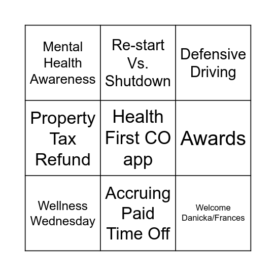 Lobby Monthly Tic-Tac-Toe Bingo Card