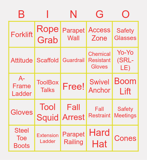 Cram Roofing Bingo Card