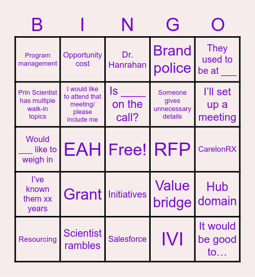 CareLONG meetings Bingo Card