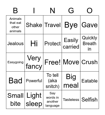 Context Clues Bingo Card