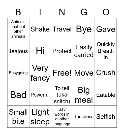 Context Clues Bingo Card