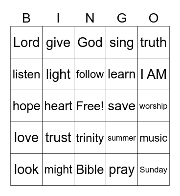 Surprise Sunday Bingo Card