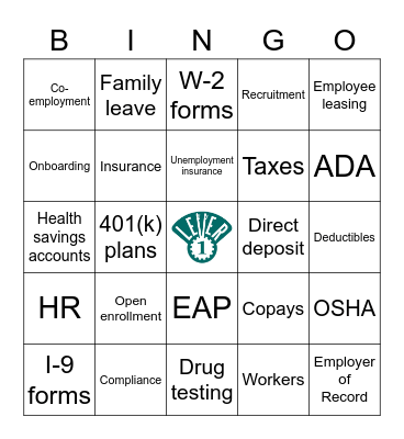 PEO Bingo Card