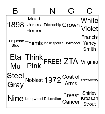 ZTA Bingo Card