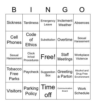 LSPR Manual Bingo Card