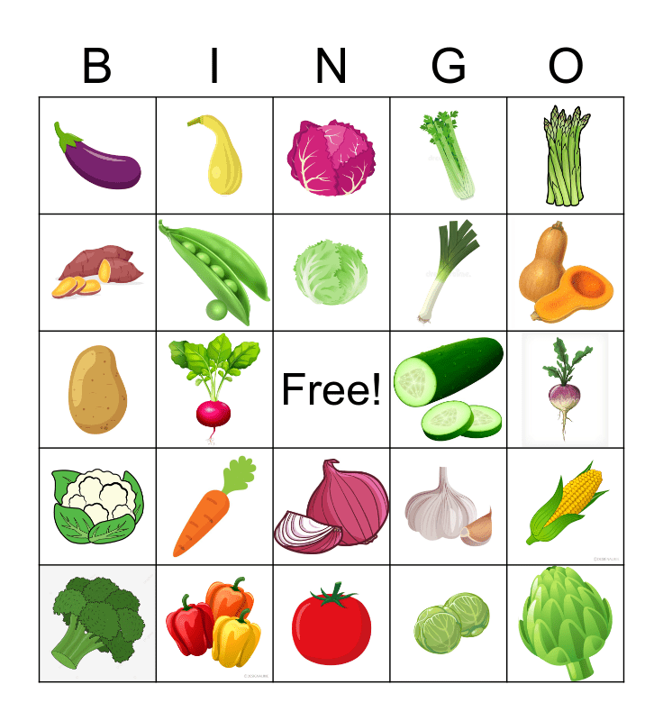 Vegetable Bingo Card