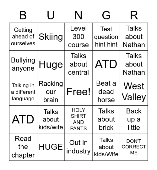 Matt's IT Bungo Bingo Card