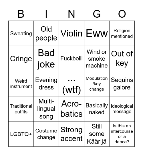 Korvfisk ESC SF2 bingo Card