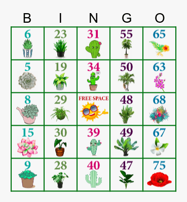 Plants and Flowers Bingo Card