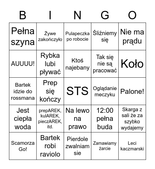 Bagno Bingo Card