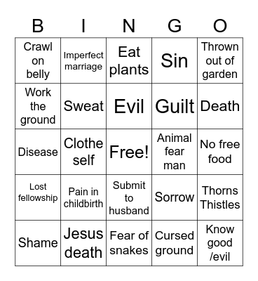 Consequences of SIN Bingo Card