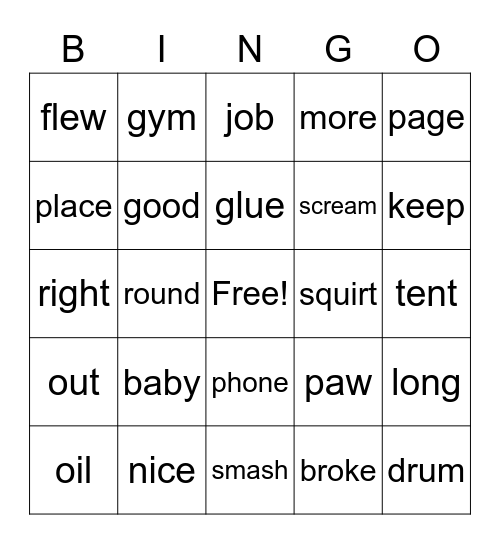 Keyword Bingo #73-110 Bingo Card
