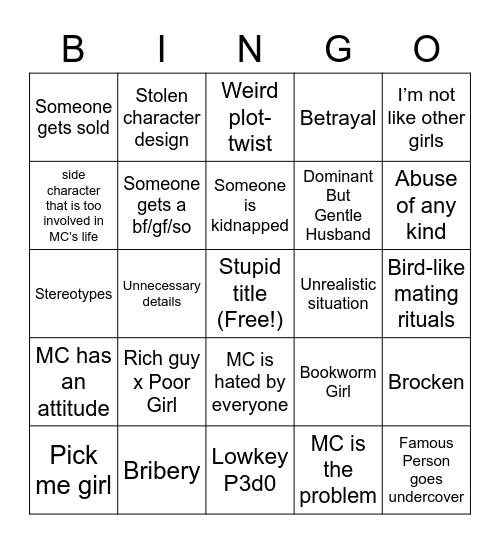 MSA Bingo Card