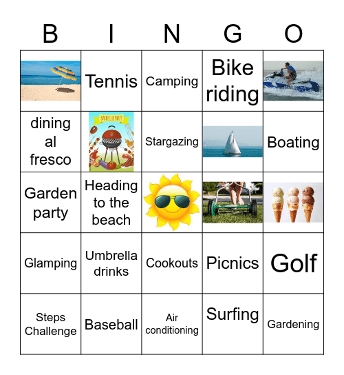 Summertime Bingo Card