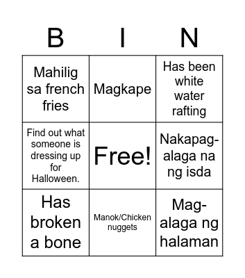 Human BINGO: Find Someone who... Bingo Card