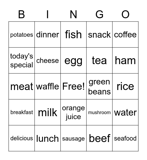 Food Bingo Card