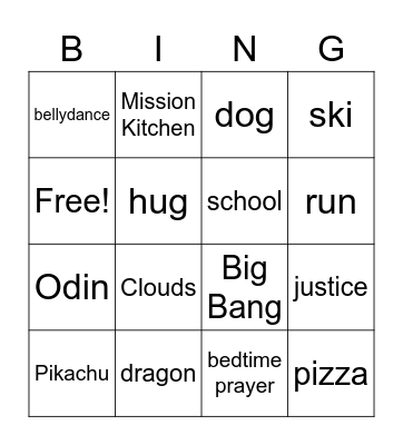 Statement of Belief Bingo Card