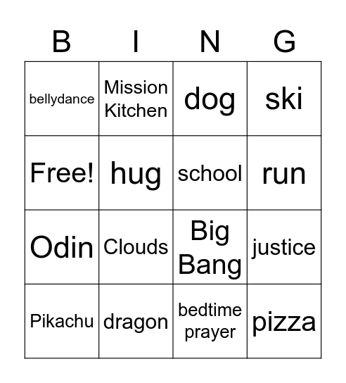 Statement of Belief Bingo Card